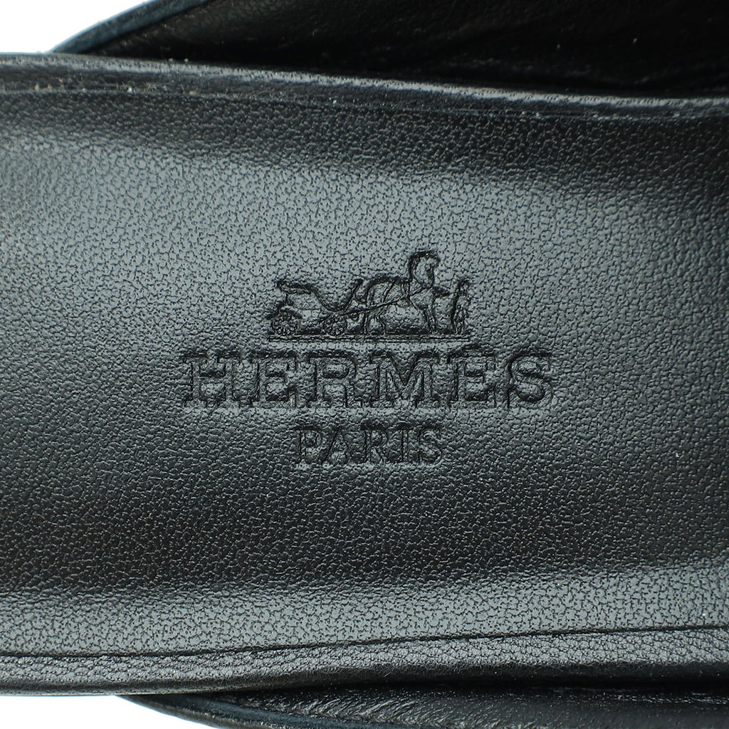 Hermes Noir Groupie Goatskin Mule 37