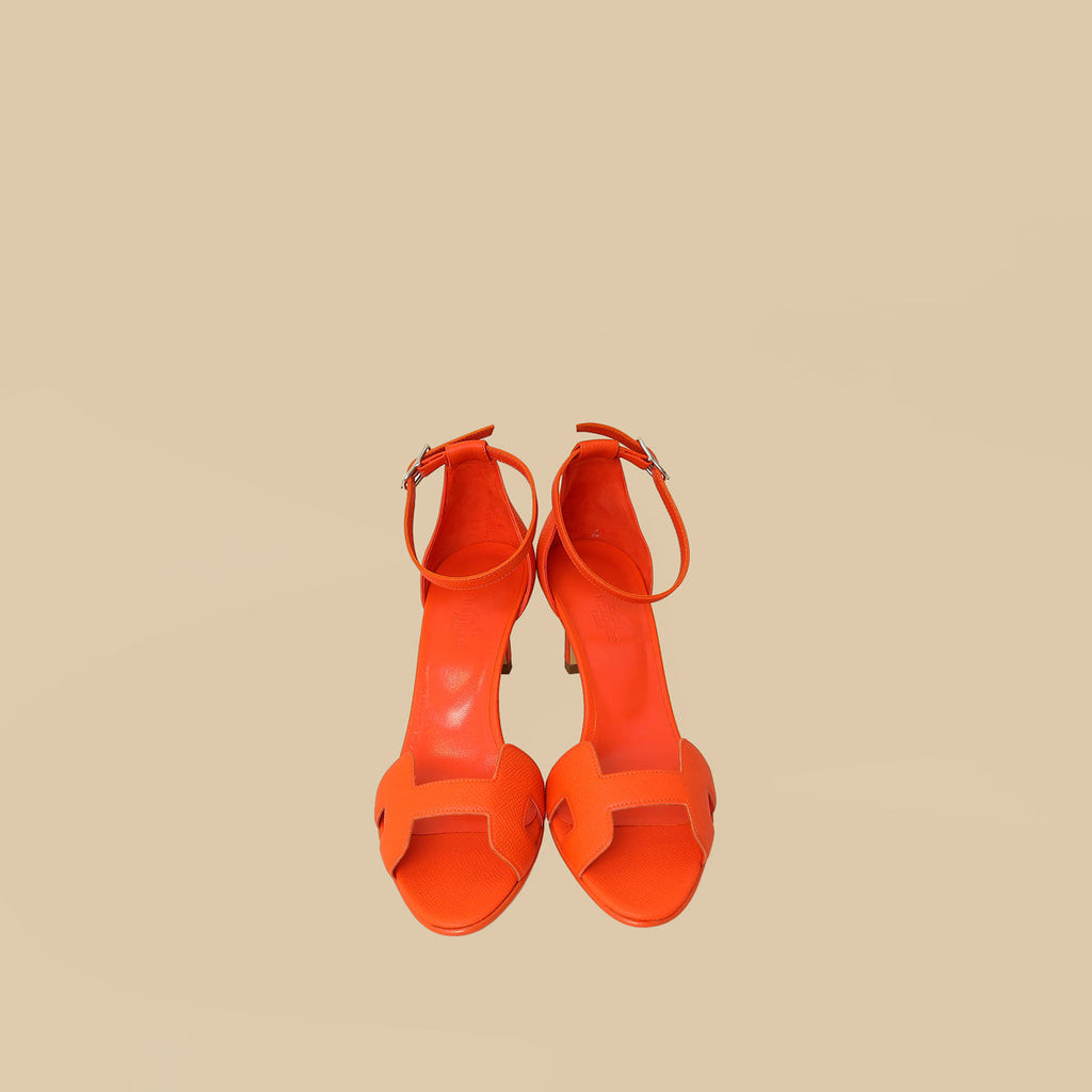 Hermes Orange Poppy Premiere 70 Sandal 37