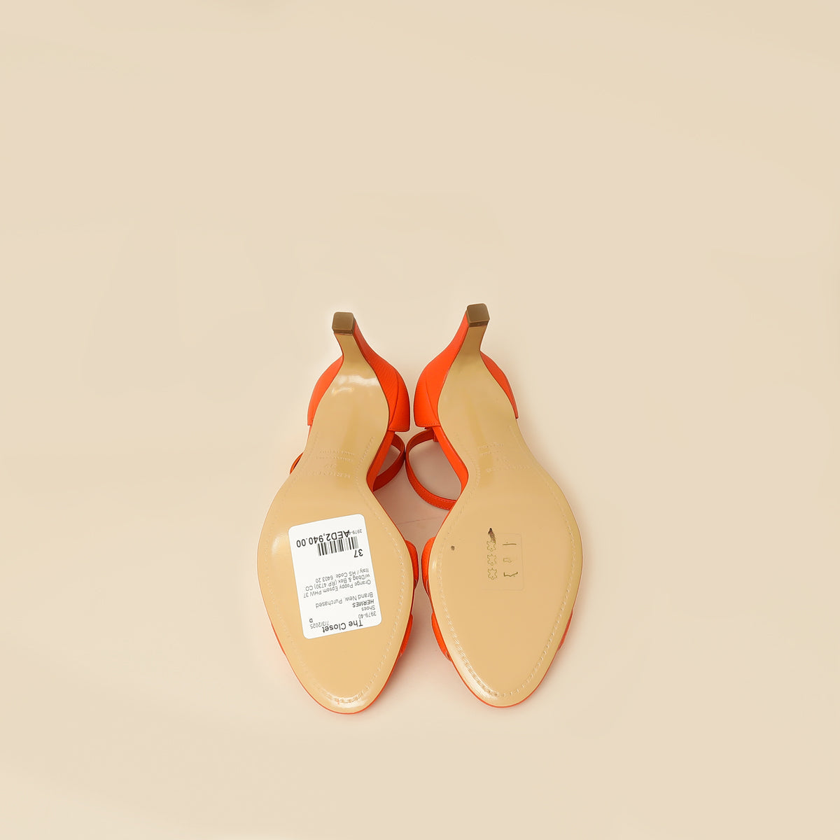 Hermes Orange Poppy Premiere 70 Sandal 37