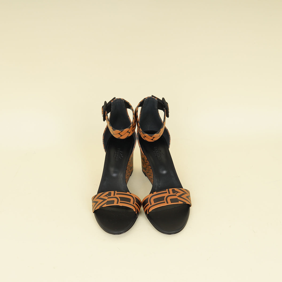 Hermes Bicolor Printed Acapulco Wedge Sandals 37