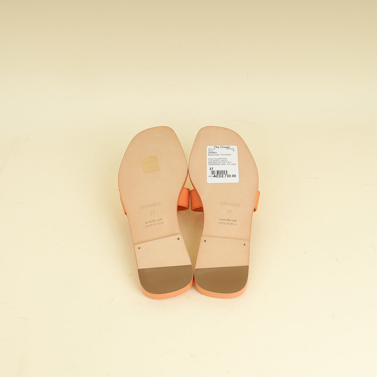 Hermes Granit Rose Oran Sandal 37