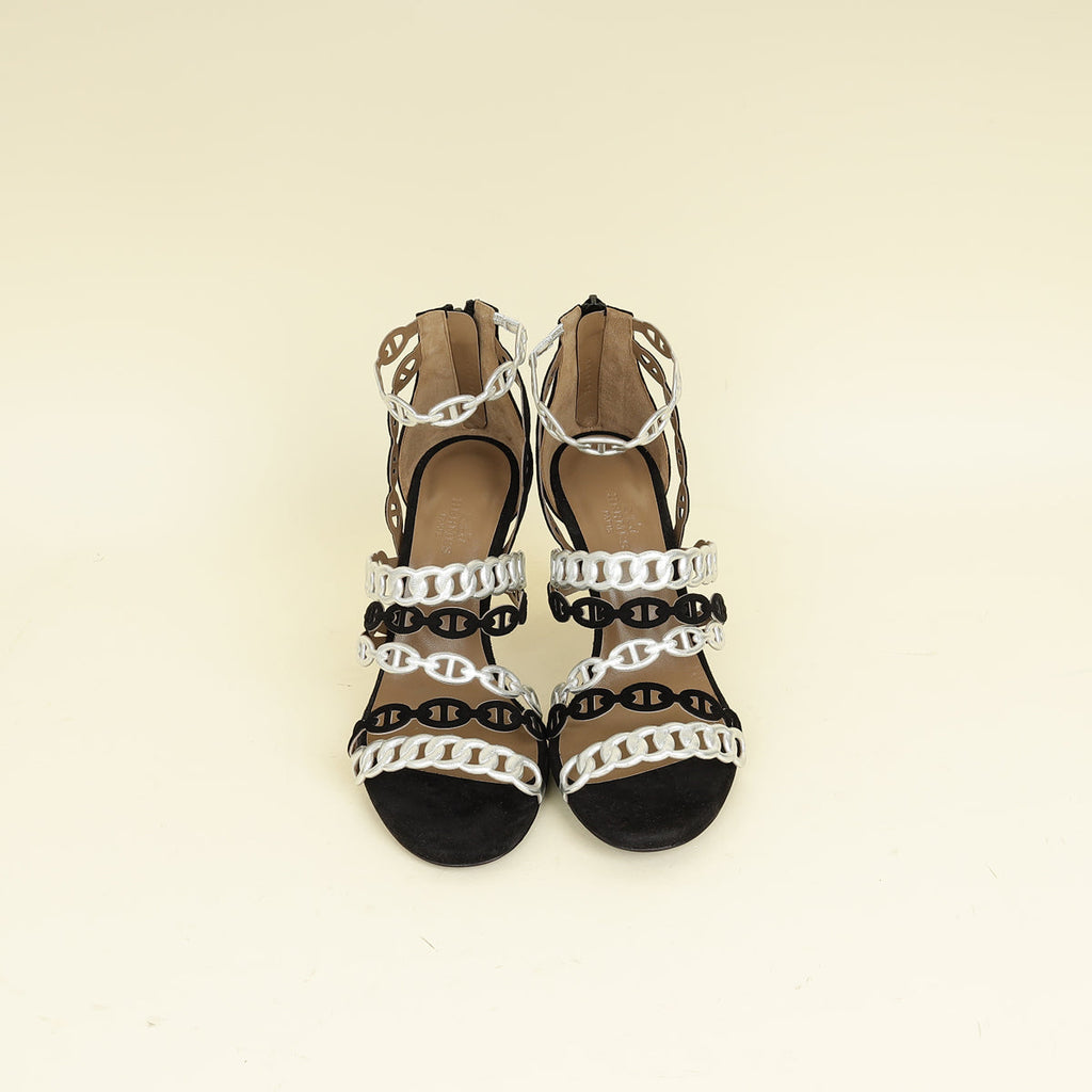 Hermes Bicolor Chaine D'ancre Romy Sandals 37