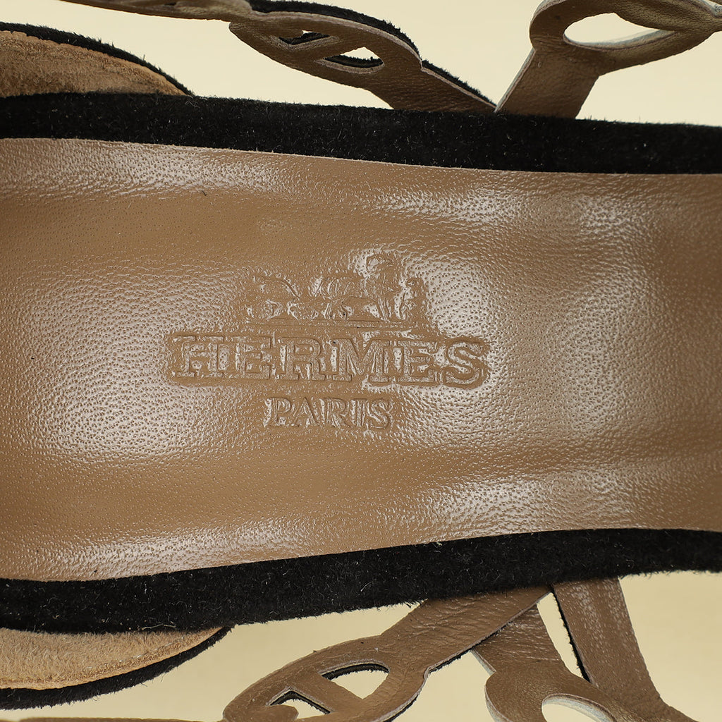Hermes Bicolor Chaine D'ancre Romy Sandals 37