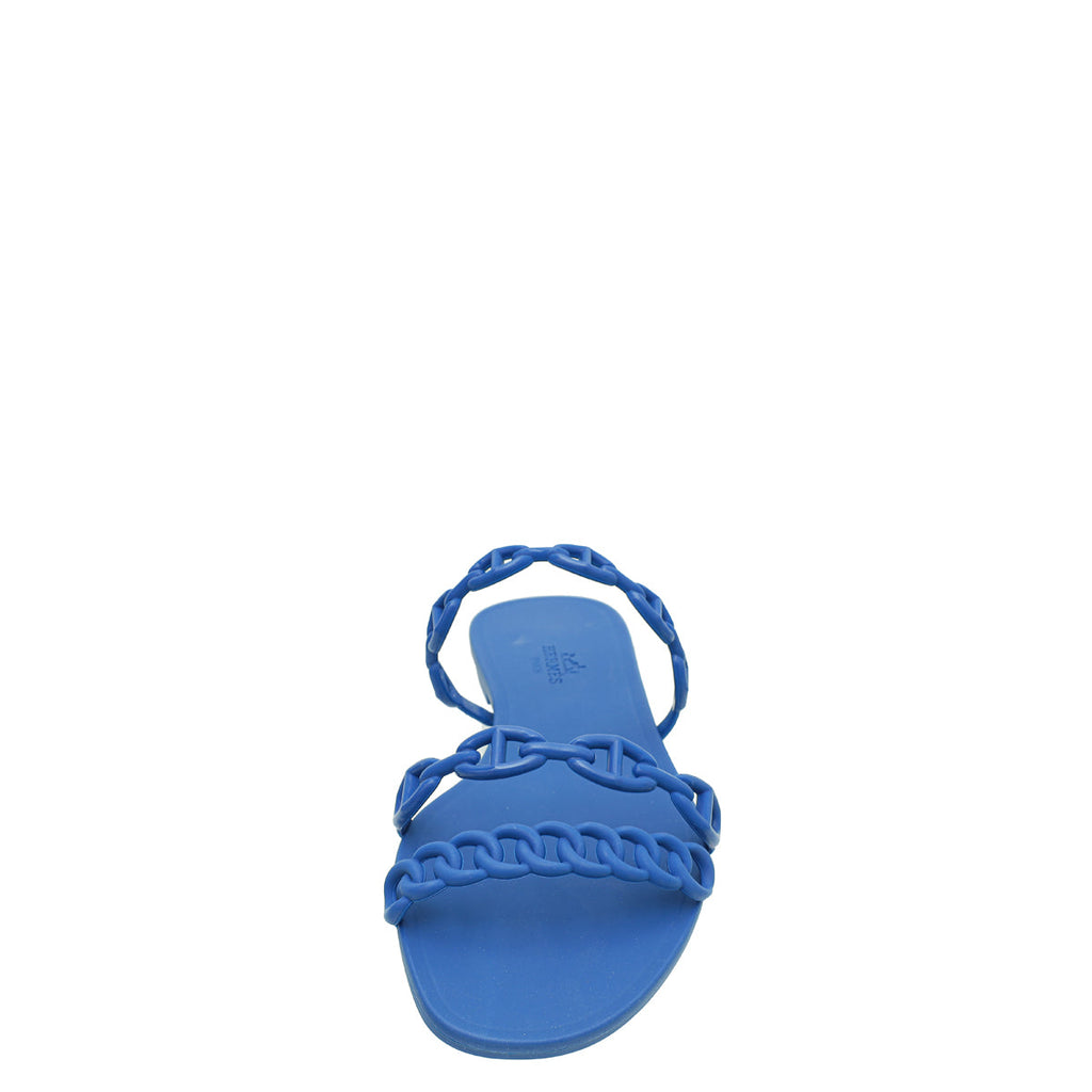 Hermes Blue Rubber Chaine D'Ancre Rivage Sandal 37