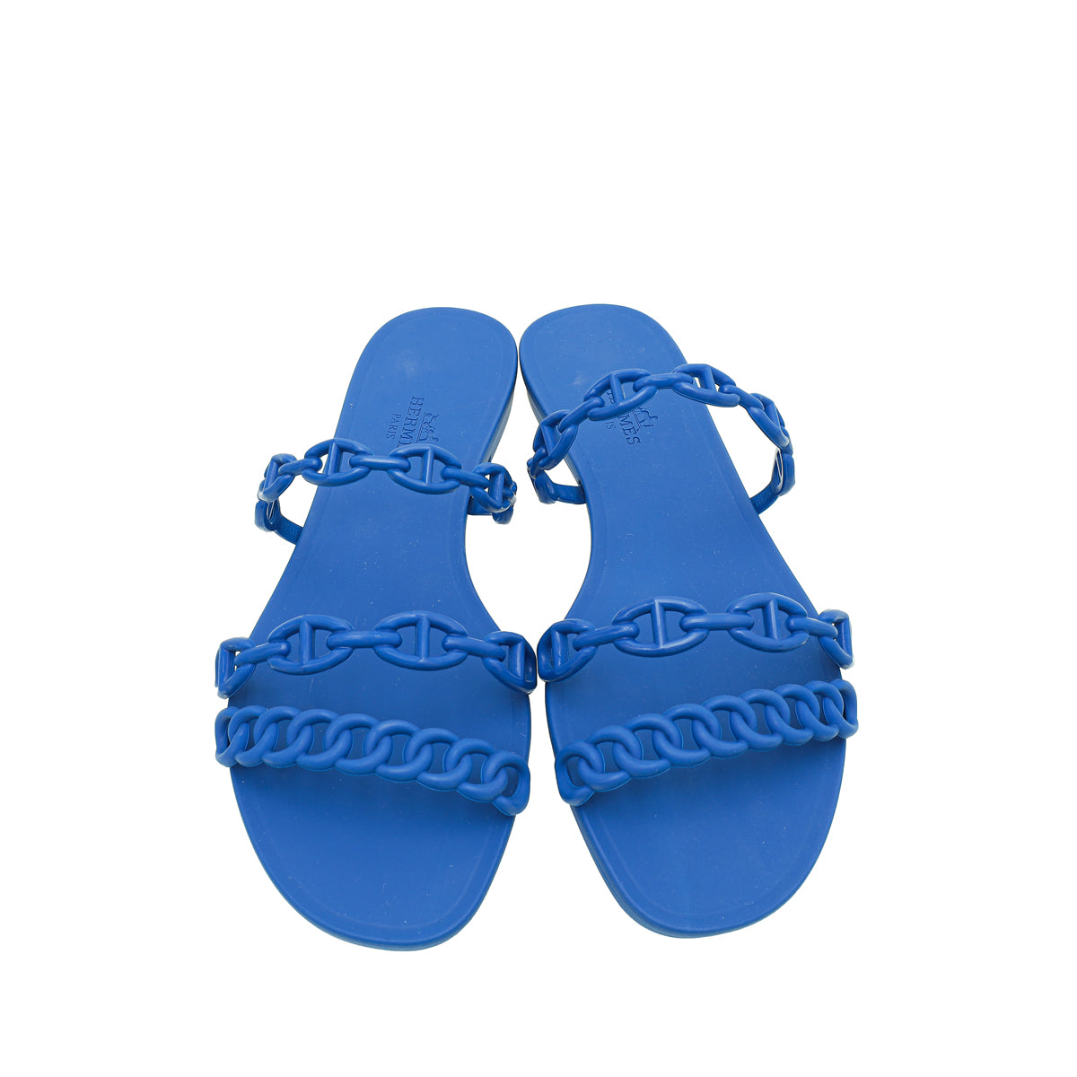 Hermes Blue Rubber Chaine D'Ancre Rivage Sandal 37