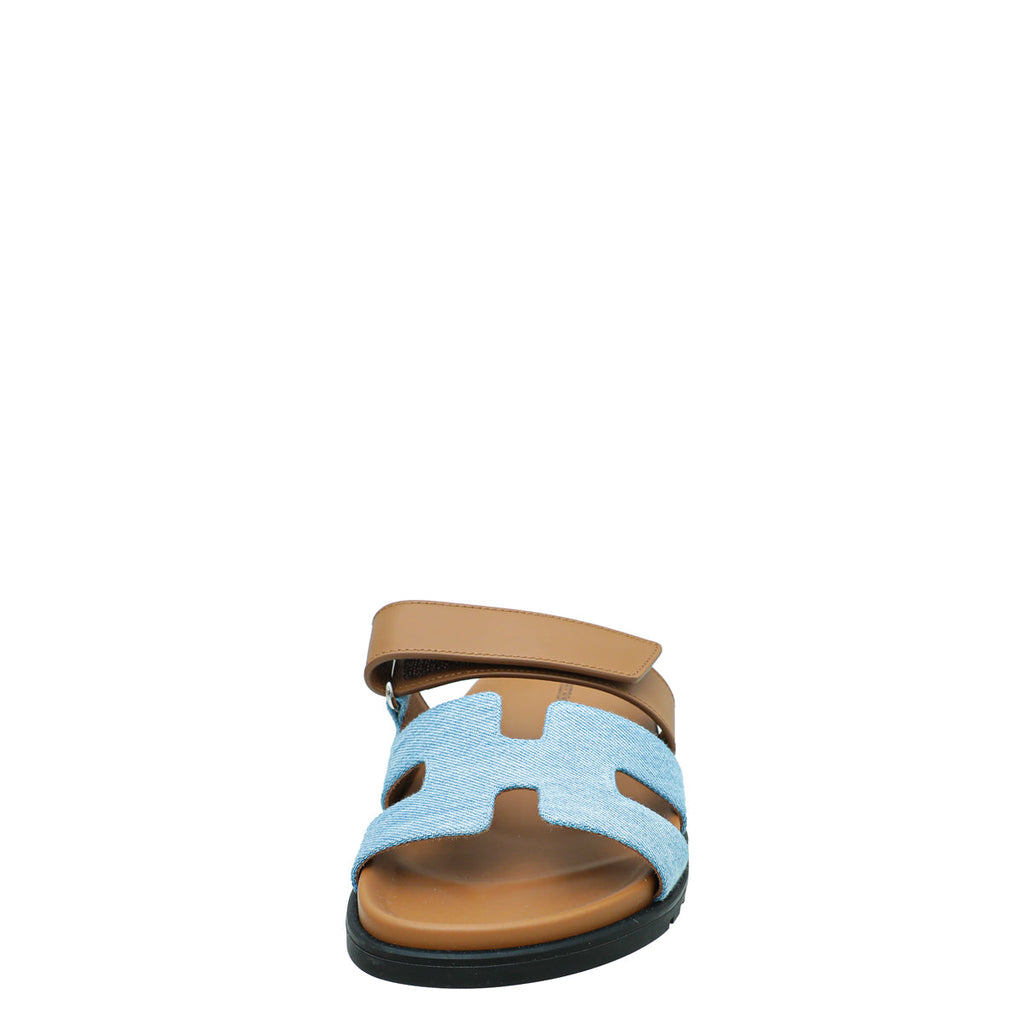 Hermes Bicolor Denim Chypre Sandal 37