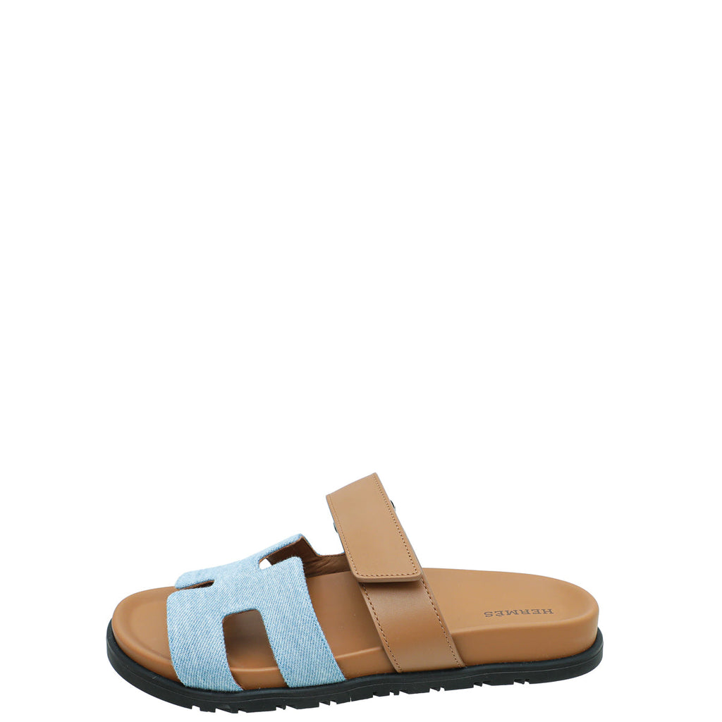Hermes Bicolor Denim Chypre Sandal 37