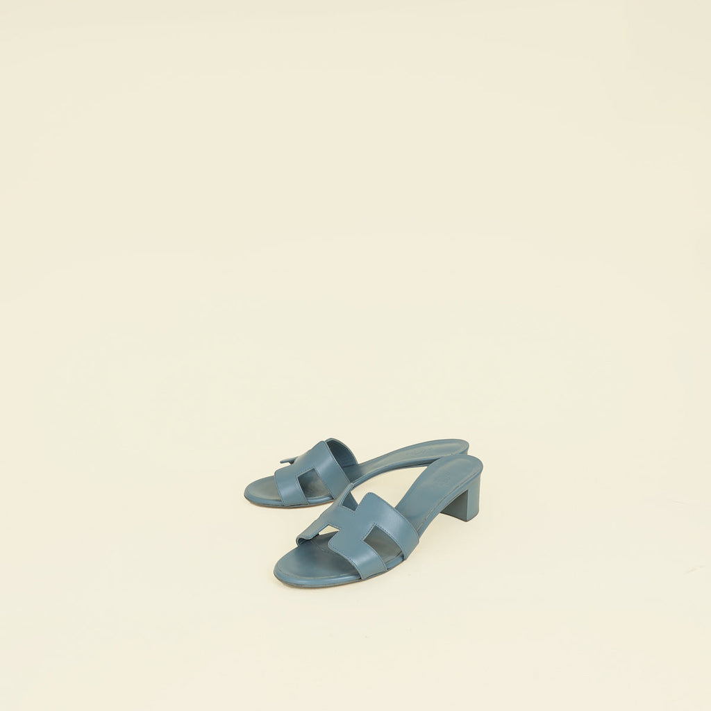 Hermes Gris Antarctique Oasis Sandal 38.5