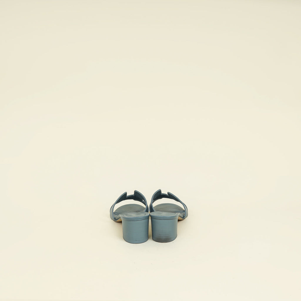 Hermes Gris Antarctique Oasis Sandal 38.5