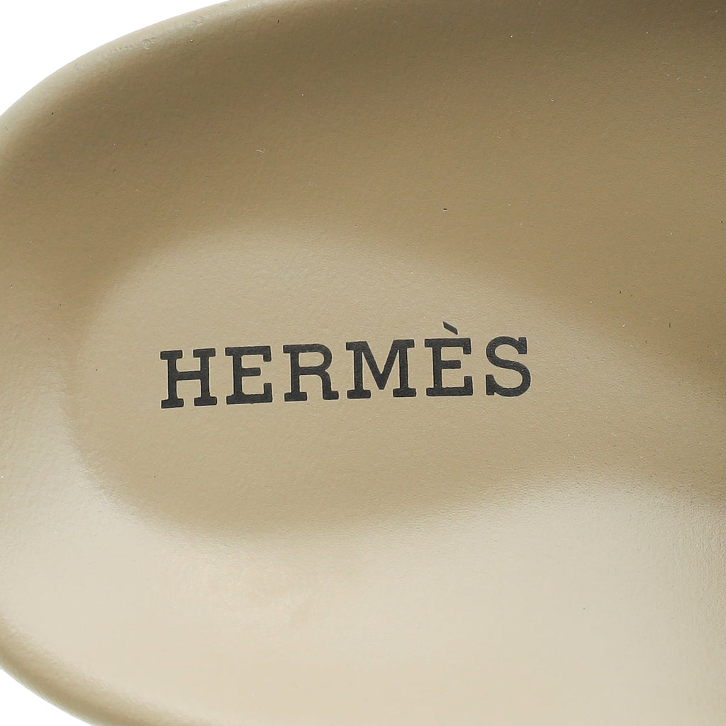 Hermes Beige Argile Suede Chypre Sandals 38.5