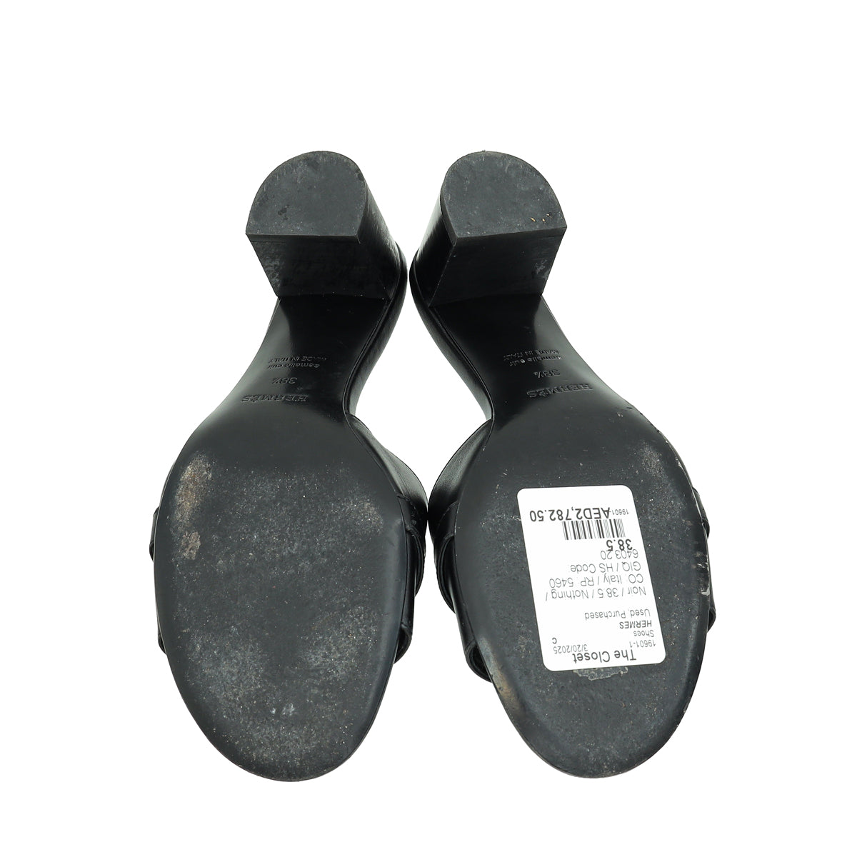 Hermes Noir Gigi 50 Sandals 38.5