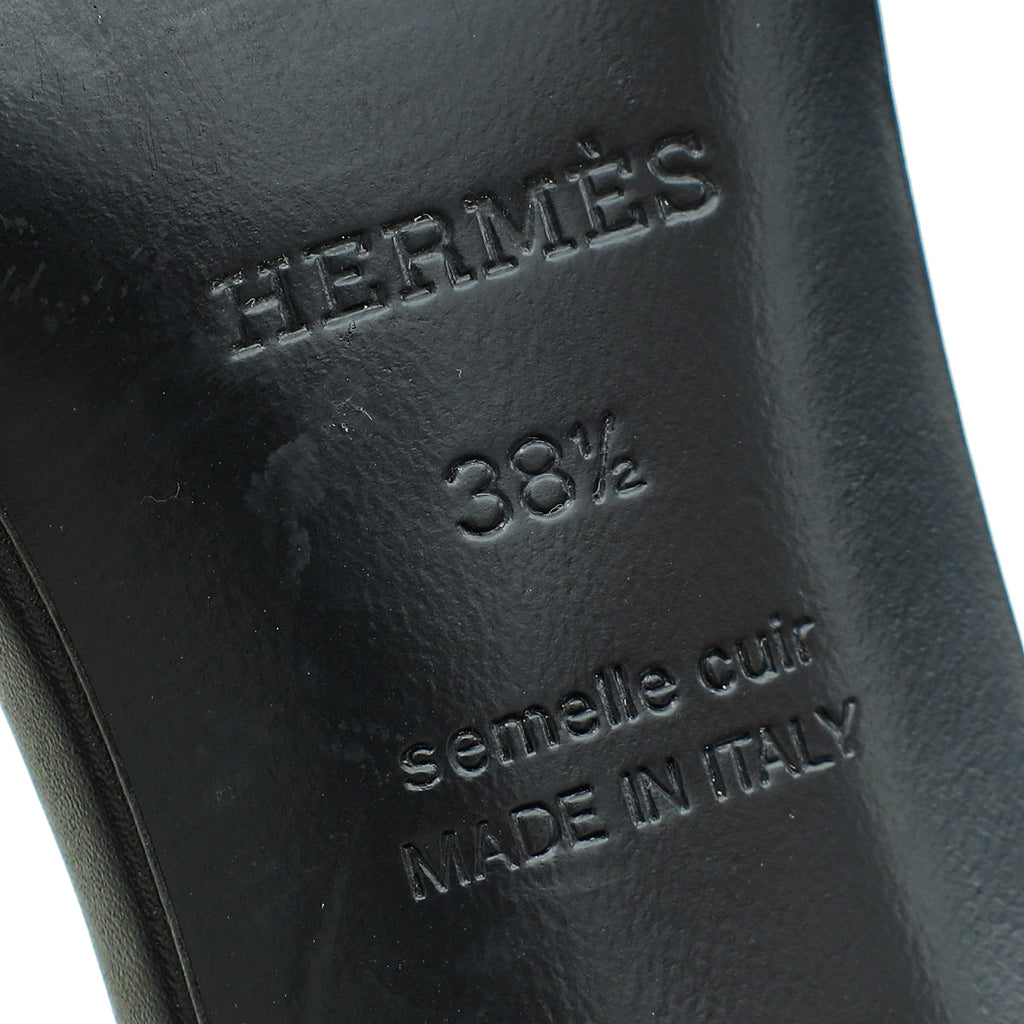 Hermes Noir Gigi 50 Sandals 38.5