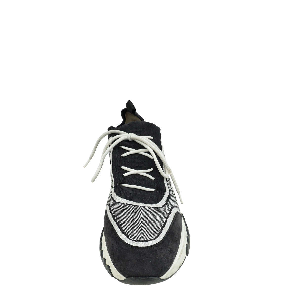 Hermes Bicolor Goatskin Suede Knit Addict Sneakers 38.5