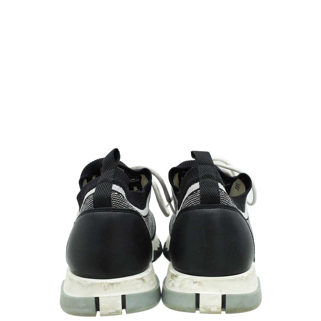 Hermes Bicolor Goatskin Suede Knit Addict Sneakers 38.5