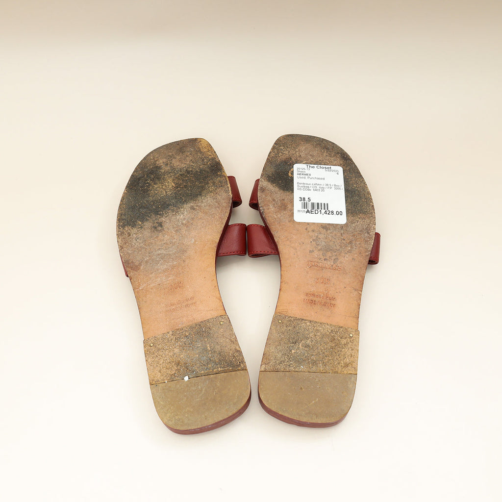 Hermes Bordeaux Oran Sandals 38.5
