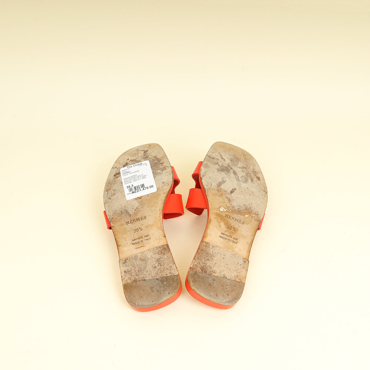 Hermes Coquelicot Oran Sandal 38.5