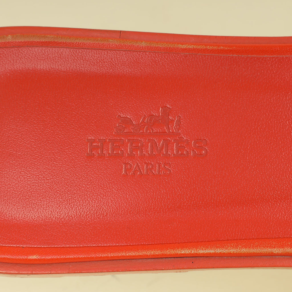 Hermes Coquelicot Oran Sandal 38.5