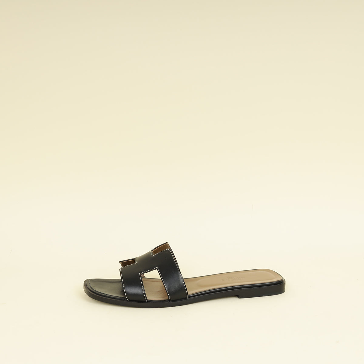 Hermes Noir Oran Sandal 38.5