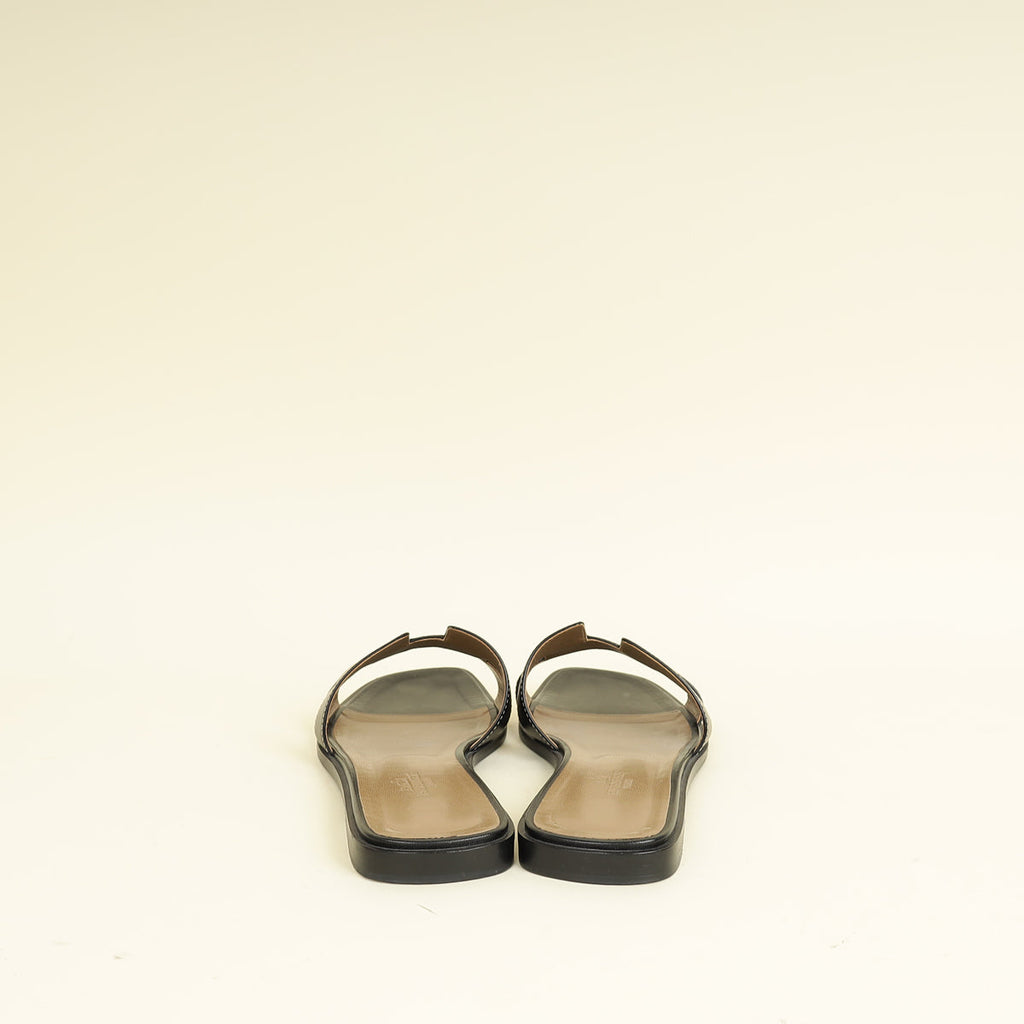 Hermes Noir Oran Sandal 38.5