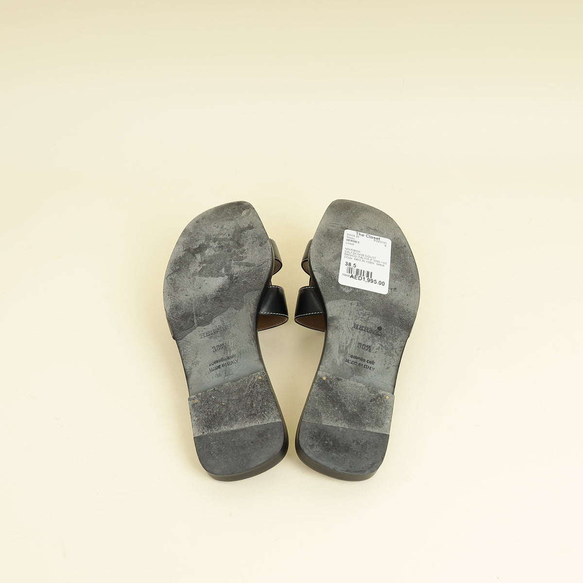 Hermes Noir Oran Sandal 38.5
