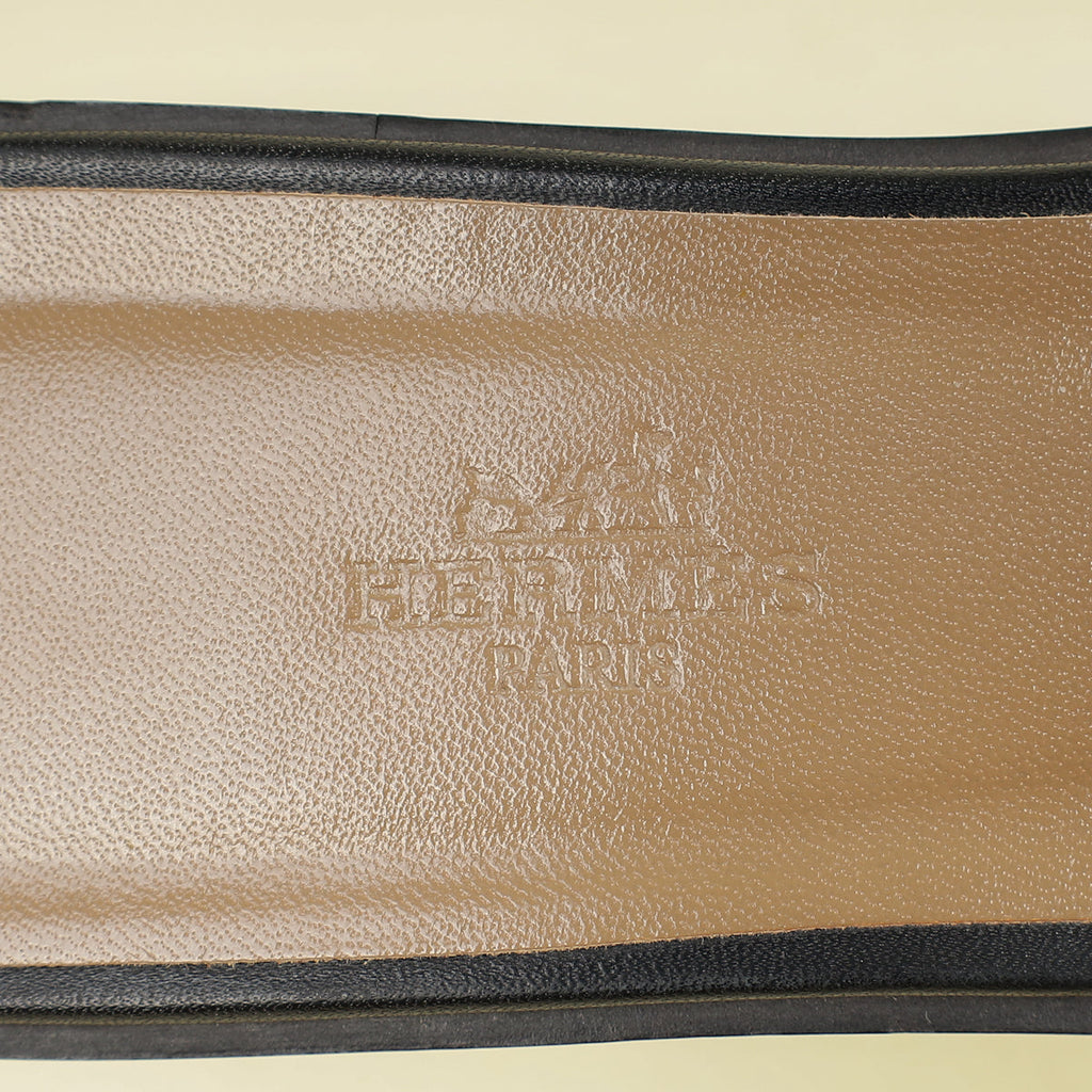 Hermes Noir Oran Sandal 38.5