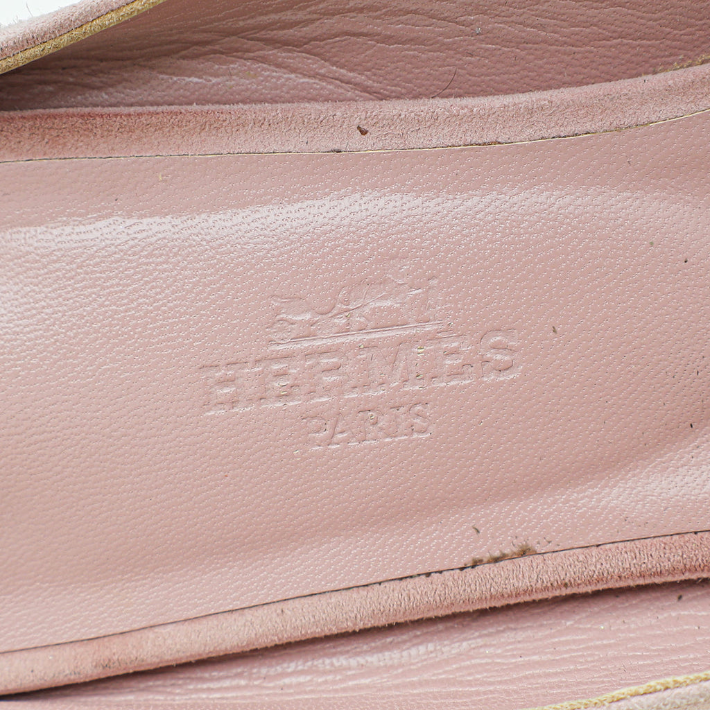 Hermes Pink Suede Roxane Mules w/Crystal Details 38.5
