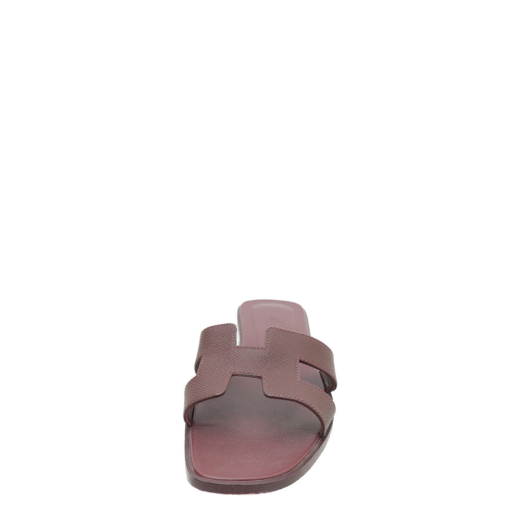 Hermes Bordeaux Oran Sandal 38.5