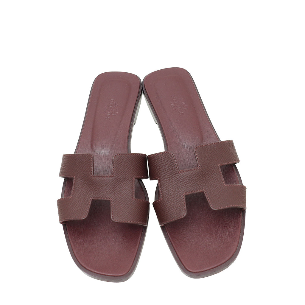 Hermes Bordeaux Oran Sandal 38.5