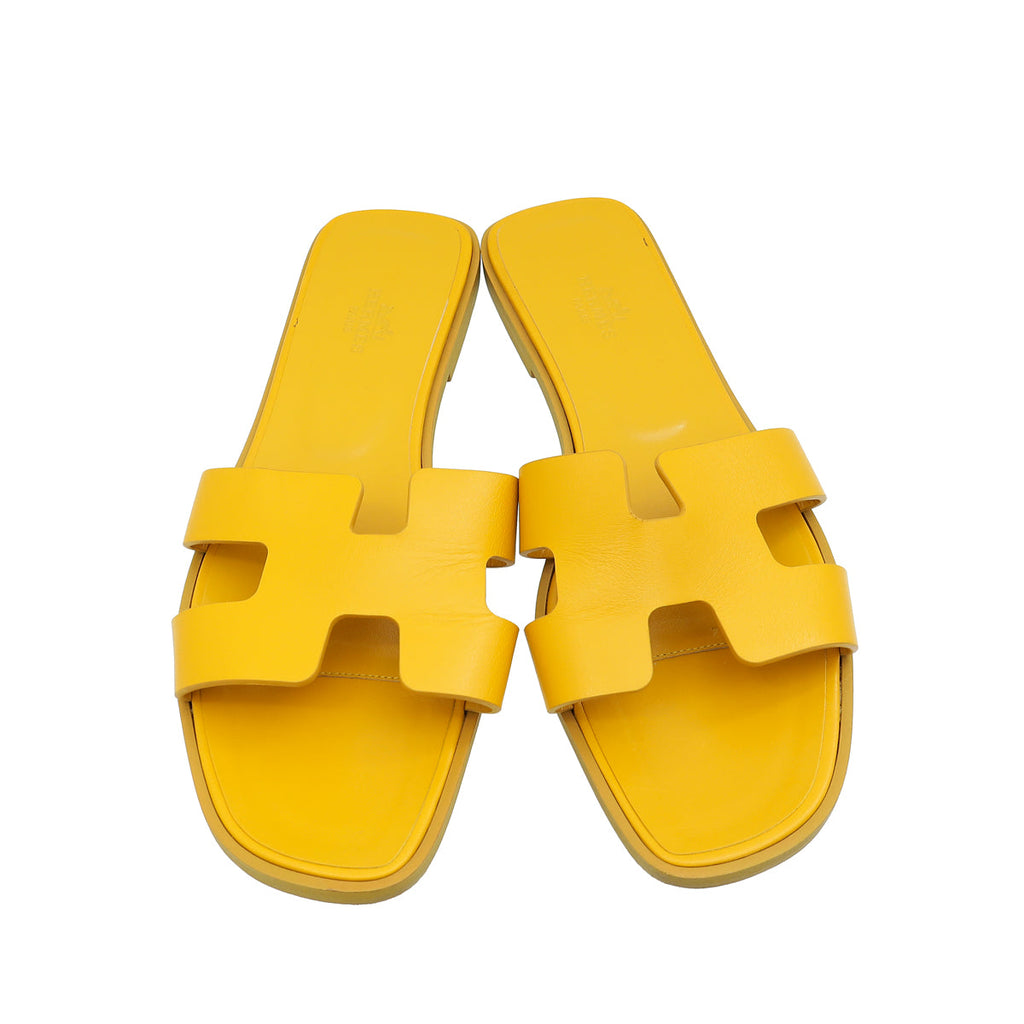 Hermes Jaune Topaz YellowOran Sandals 38.5