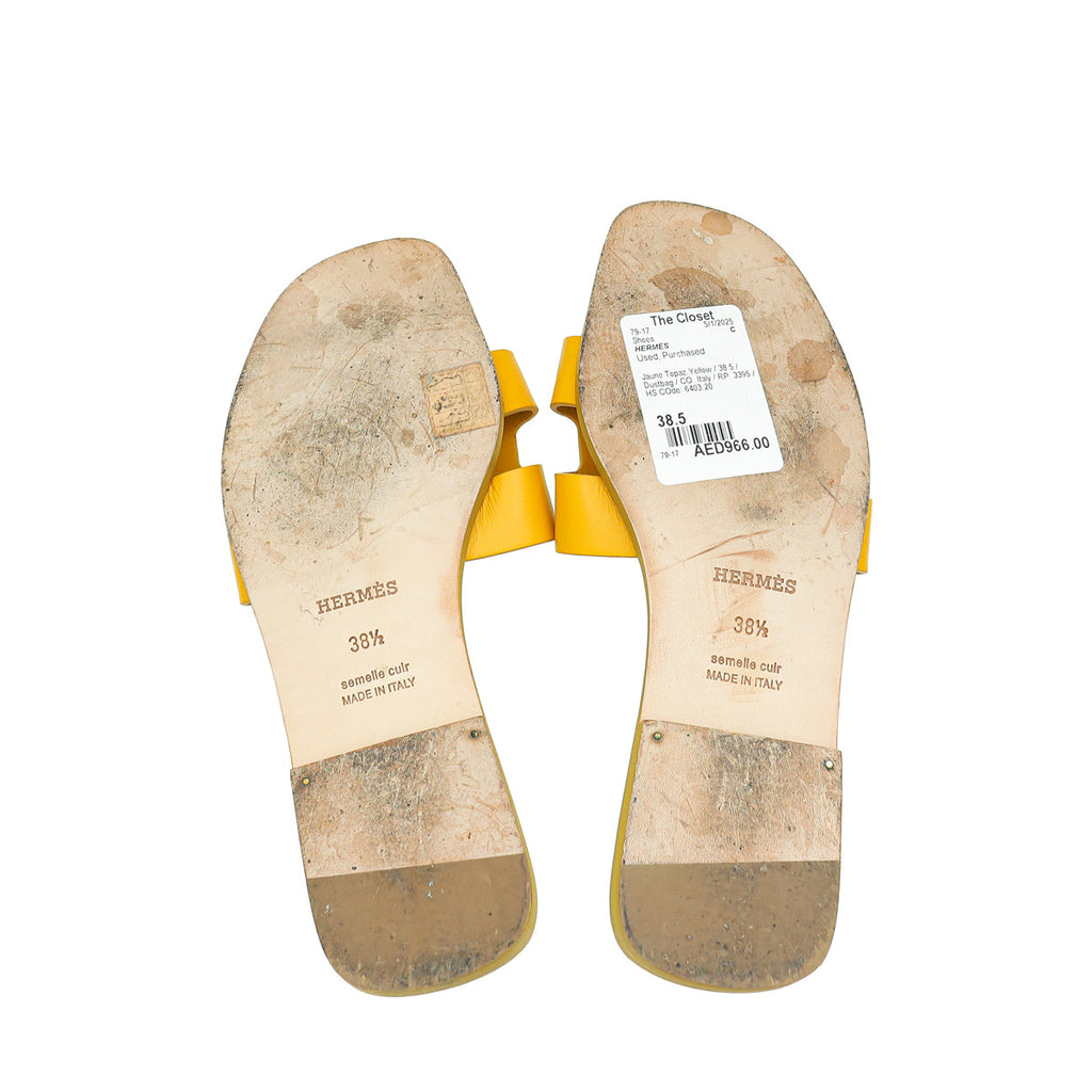 Hermes Jaune Topaz YellowOran Sandals 38.5