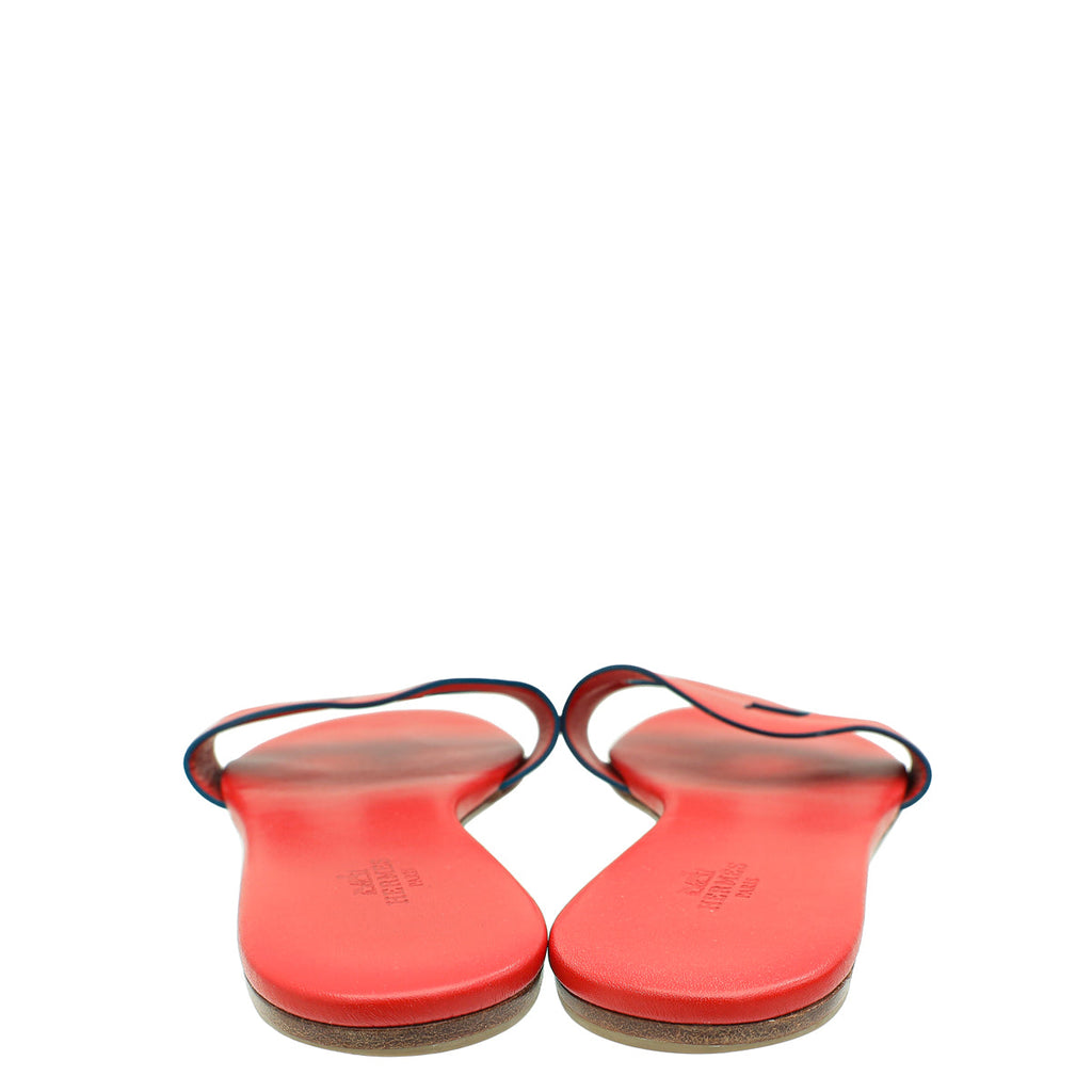 Hermes Red Lisboa Sandals 38.5