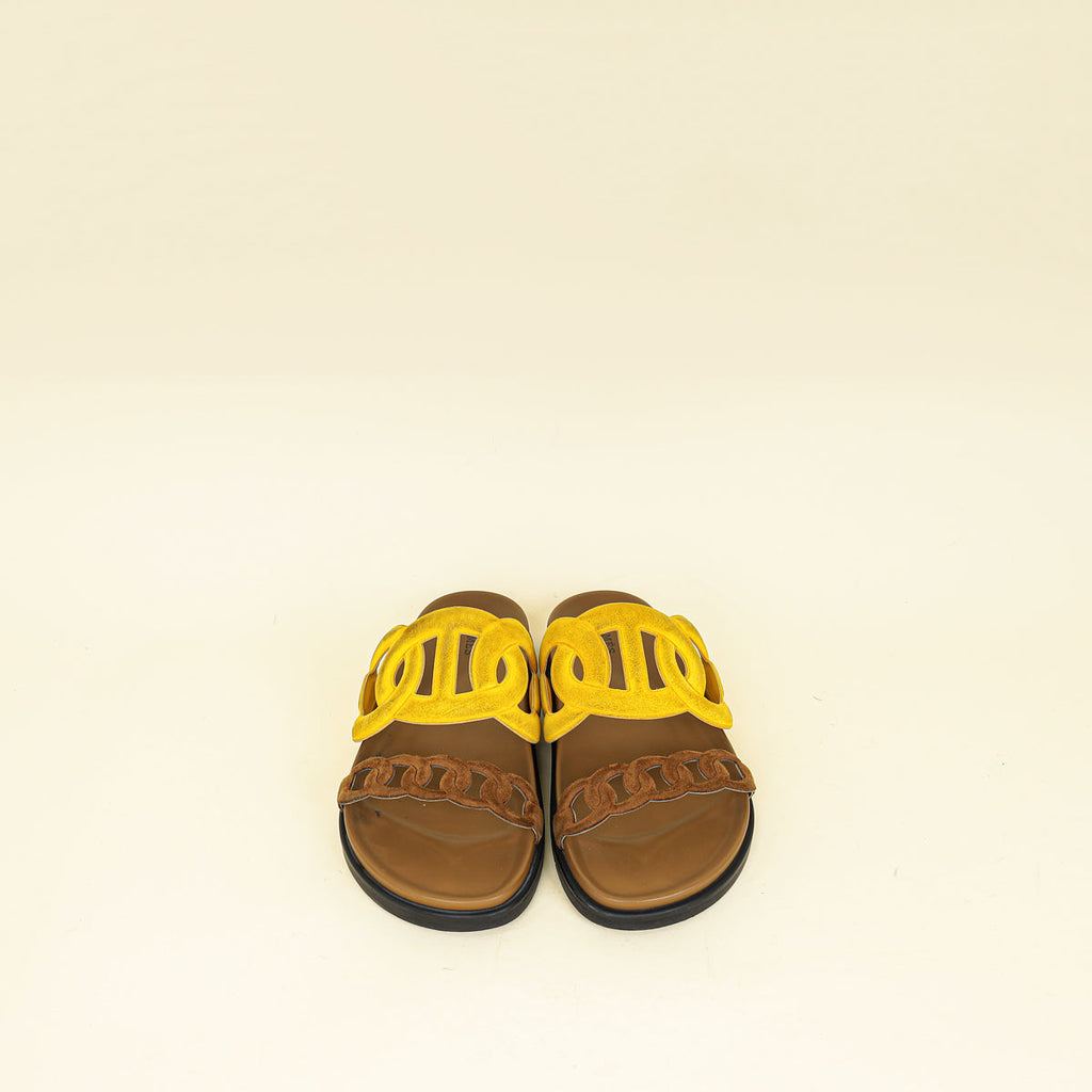 Hermes Bicolor Suede Goatskin Extra Sandal 38.5