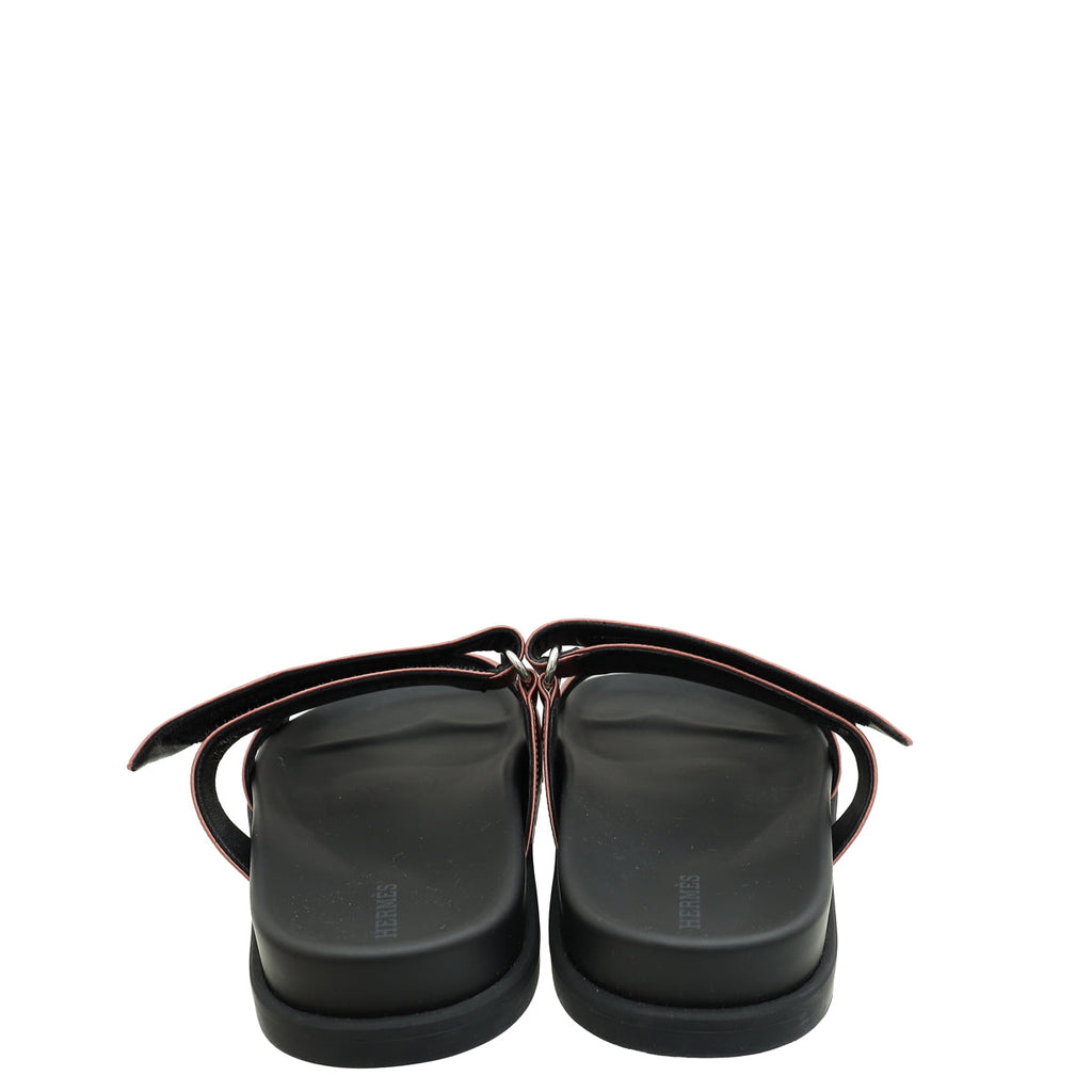 Hermes Bois De Rose Satin Chypre Sandals 38.5
