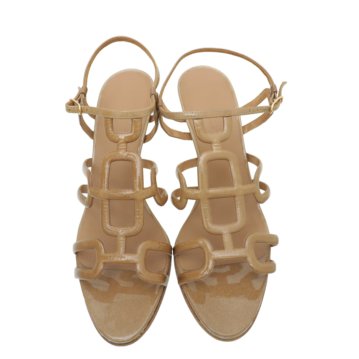 Hermes Beige Brown Cut Out Sandal 38.5