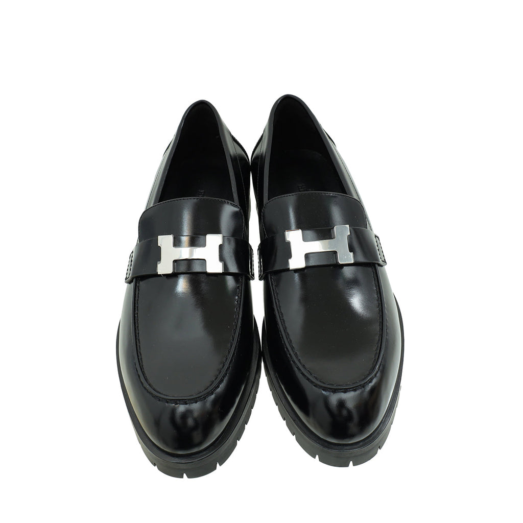 Hermes Noir Faubourg Loafer 38.5