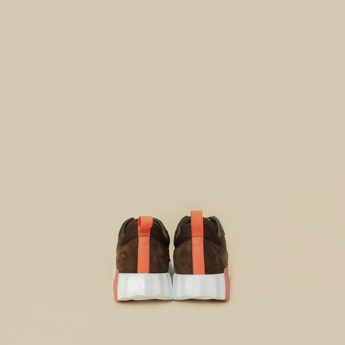 Hermes Dark Brown Suede Mesh Bouncing Sneaker 38.5