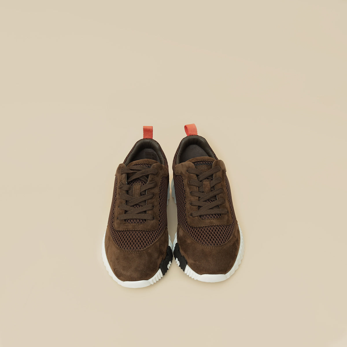 Hermes Dark Brown Suede Mesh Bouncing Sneaker 38.5