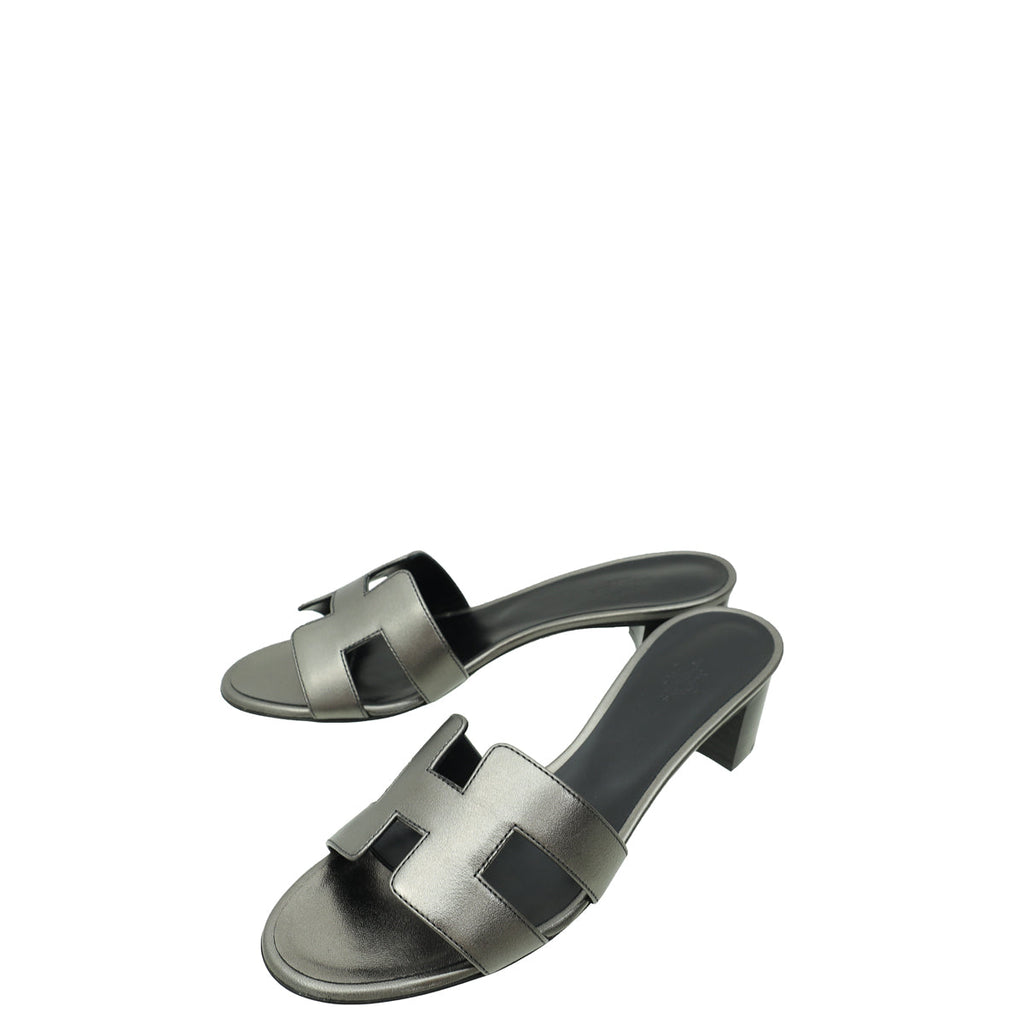 Hermes Gris Argenté Oasis Sandal 38.5