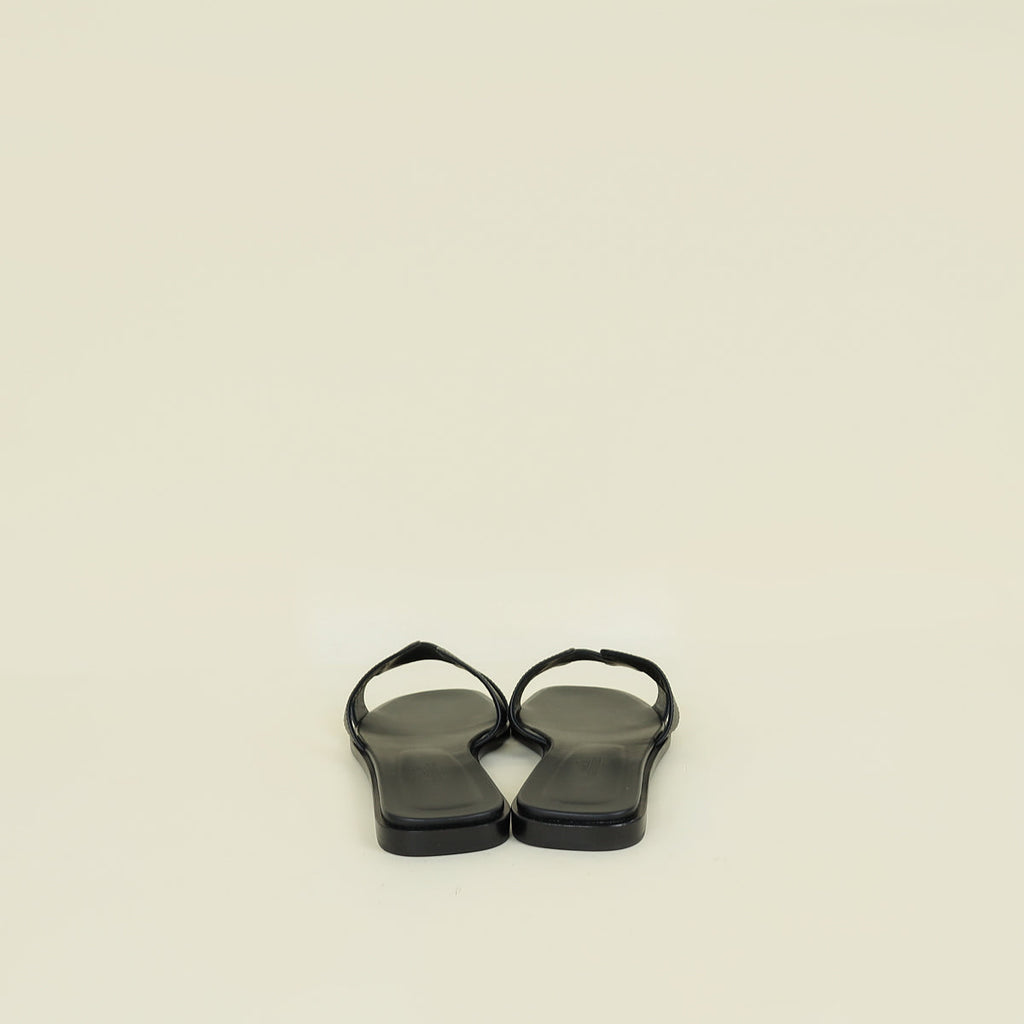 Hermes Noir Oran Sandal 38.5