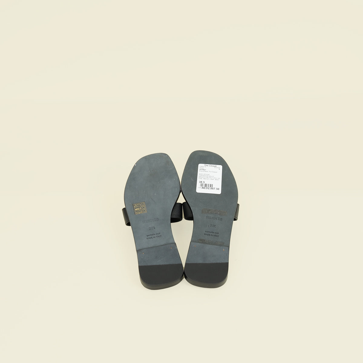 Hermes Noir Oran Sandal 38.5
