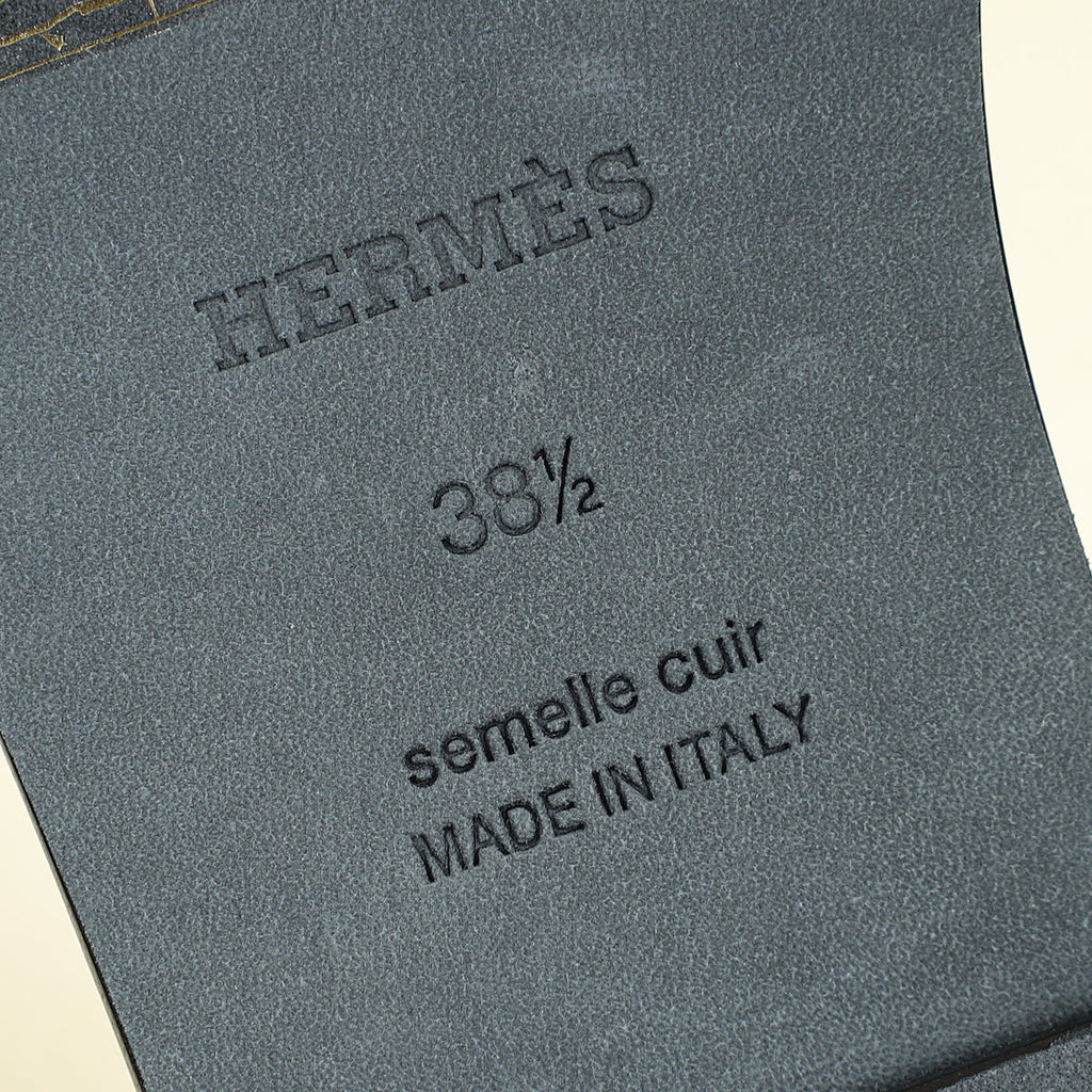 Hermes Noir Oran Sandal 38.5