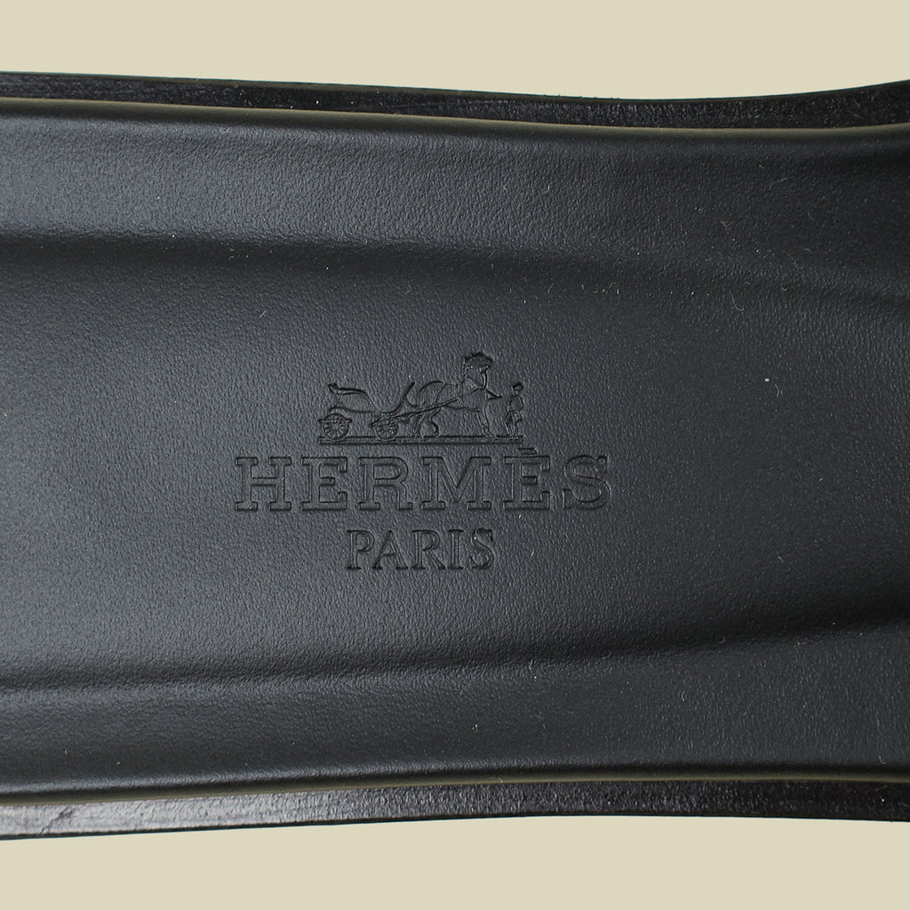 Hermes Noir Oran Sandal 38.5