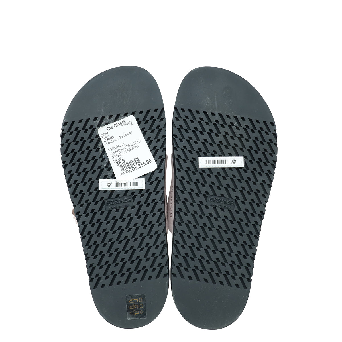 Hermes Rose Porcelaine Suede Chypre Sandal 38.5