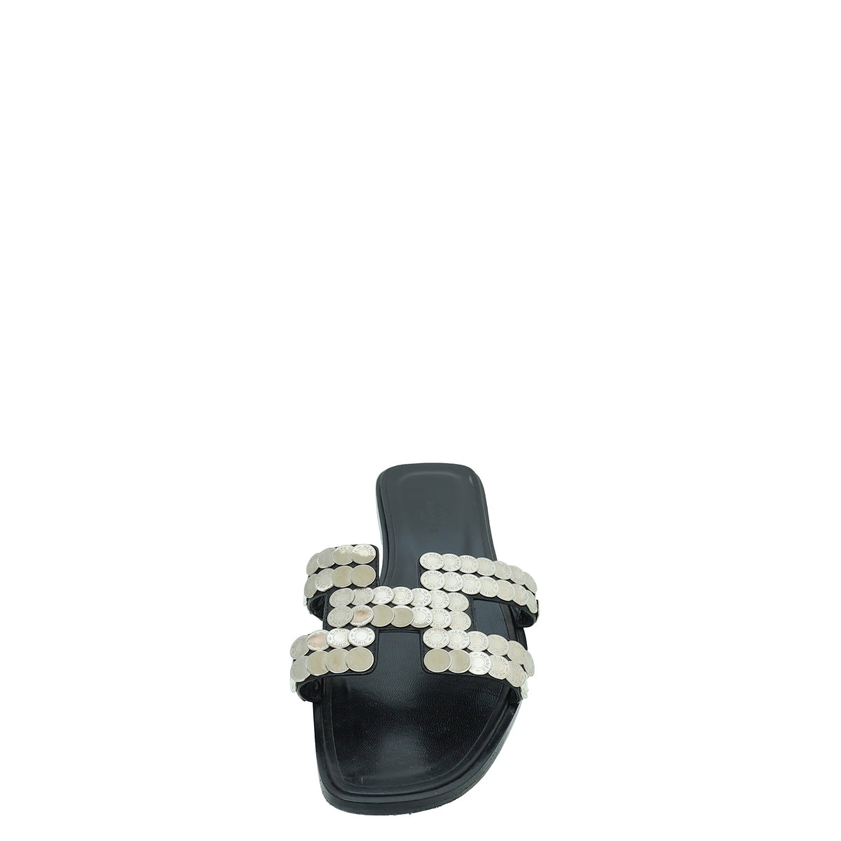 Hermes Noir Clou De Selle Oran Sandals 38