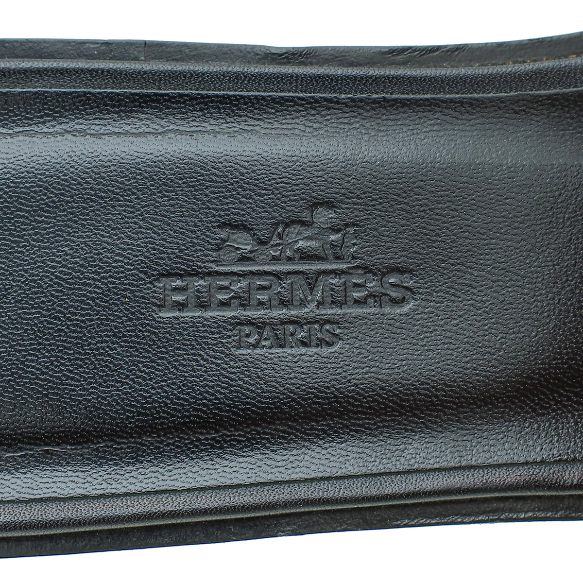 Hermes Noir Clou De Selle Oran Sandals 38