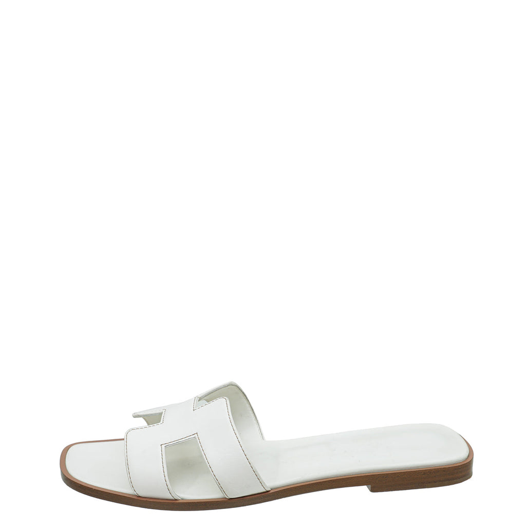 Hermes Blanc Box Oran Sandal 38