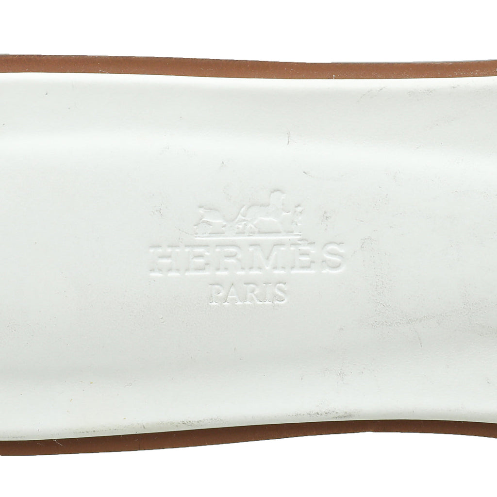 Hermes Blanc Box Oran Sandal 38