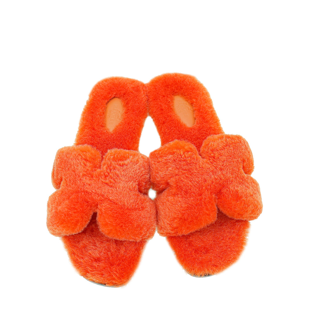 Hermes Orange Wool Oran Sandal 38