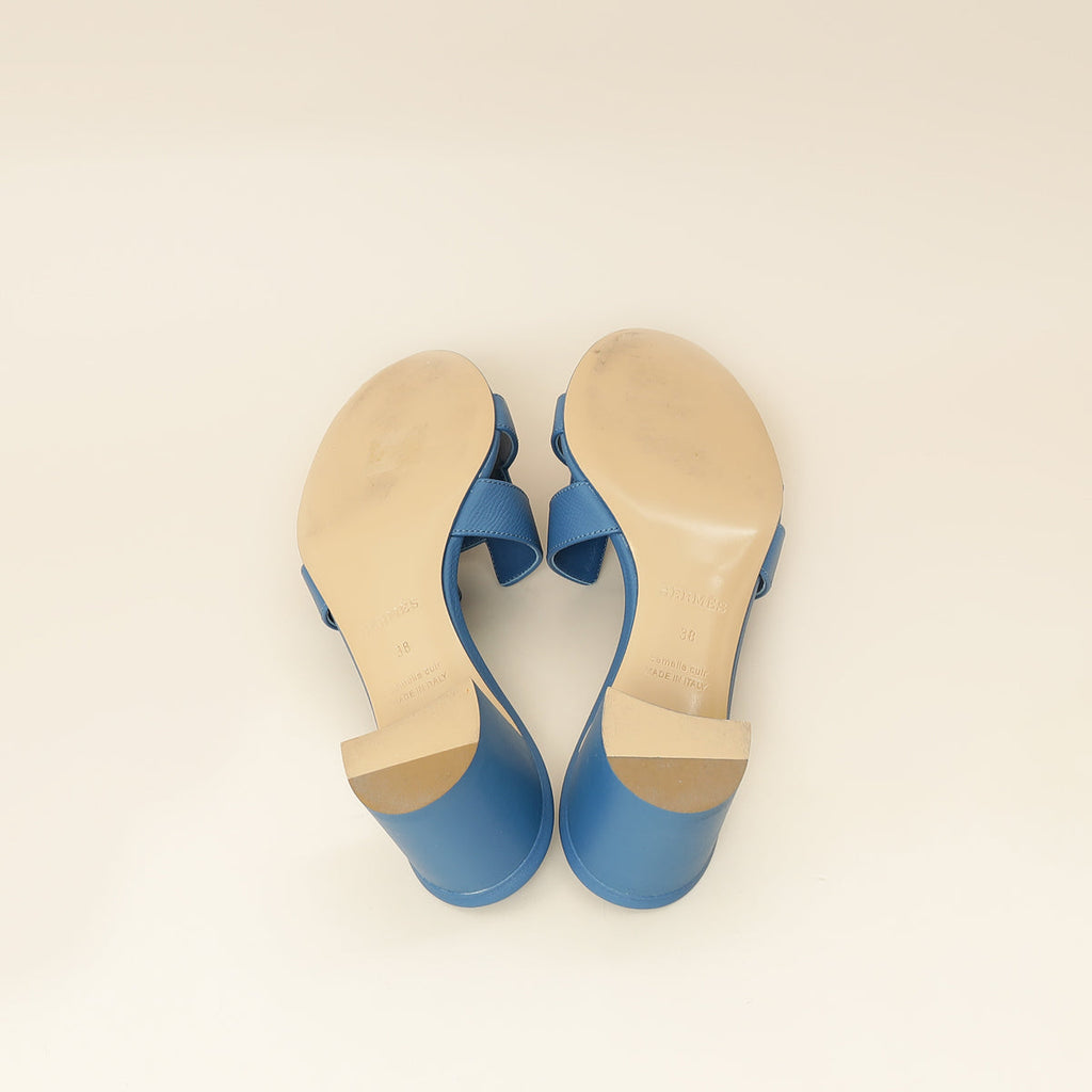 Hermes Bleu Oasis Sandal 38