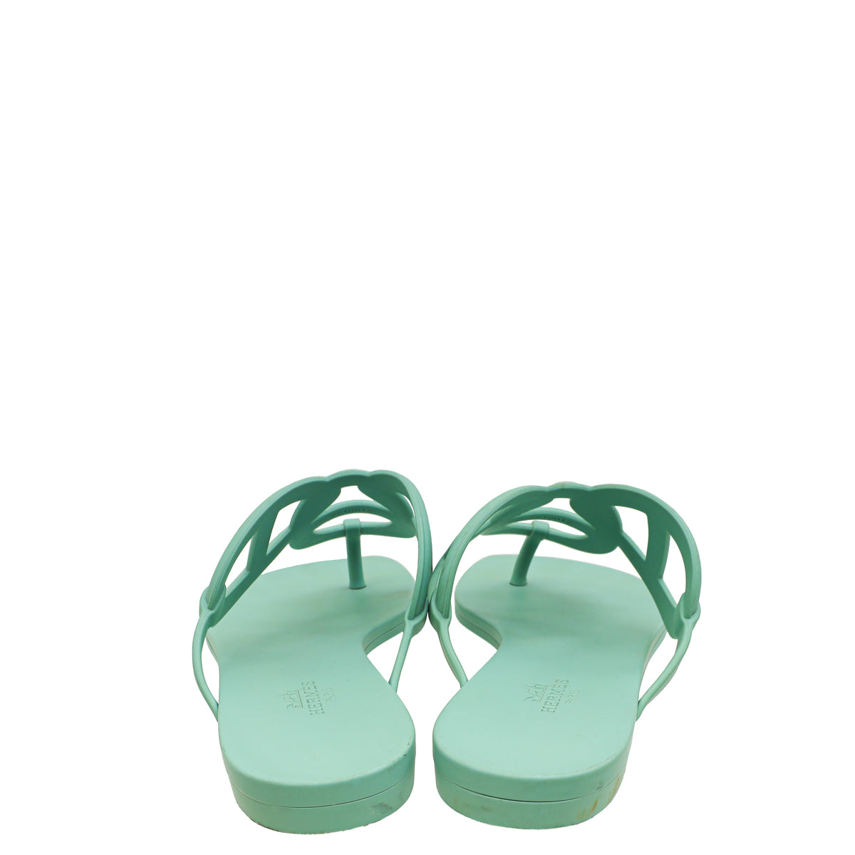 Hermes Vert Embrun Rubber Egerie Sandal 38